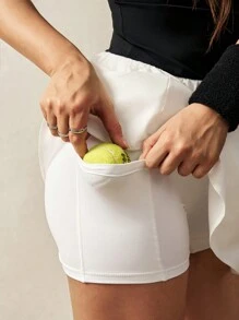 VARSIVA 时尚简约，瑜伽和网球基本款女士运动连衣裙 - 黑與白 - 查看 5