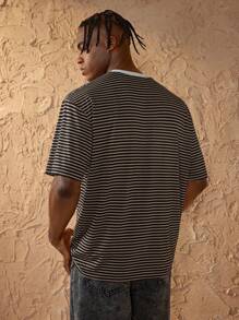 Forever 21 Men's Simple Casual Basic Striped T-Shirt With Contrast Collar - Multicolor - View 3