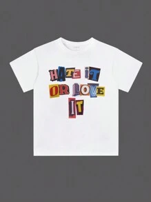 INAWLY Áo thun nữ cổ tròn tay ngắn in khẩu hiệu thường ngày - trắng - Xem 3