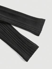 SHEIN MOD 露肩长袖收腰喇叭裙配腰带 - 黑色 - 查看 4