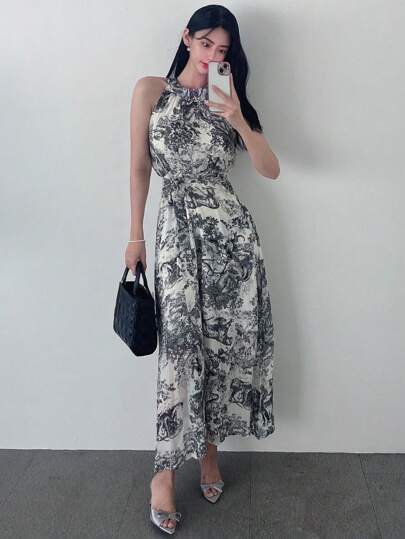 DAZY 优雅高端雪纺无袖连衣裙，适合夏季邮轮旅行，可作女士度假装扮。