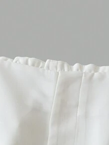SHEIN Unity Celana Pendek Kasual Lipit Warna Polos Ukuran Besar dengan Dekorasi Mutiara Imitasi, Untuk Pemakaian Sehari-hari - Putih - View 4