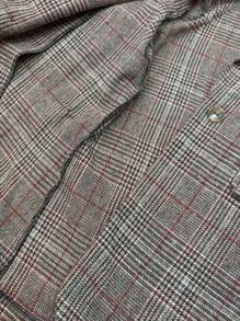 EMERY ROSE 格纹印花前扣开合优雅长袖西装外套格纹西装外套宽松秋季女式