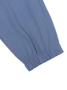 Manfinity Homme Men's Drawstring Waist Pockets Tapered Casual Pants - Blue - View 6