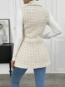 Chiquease 女士金点领粗花呢背心 - 米色 - 查看 2