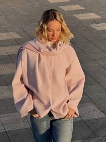 Muchica Women's Solid Color Simple Fashion Casual Scarf Included Outerwear, Suitable For Daily Wear - Pink - View 1