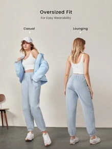 GLOWMODE 日常羊毛舒适宽松可调节抽绳腰部基本款慢跑裤带侧袋日常休闲