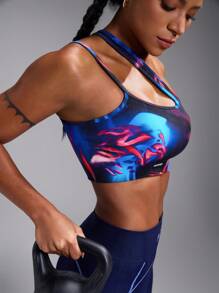 Powerista Sutiã Esportivo Feminino Sem Emendas, Moda Casual Simples para Uso Diário - Multicolorido - Visão 5