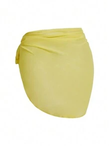 Swim Mod Women's Solid Color Casual Loose Cover Up Skirt, Minimalist & Fashionable For Everyday Wear, For Summer Beach Vacation