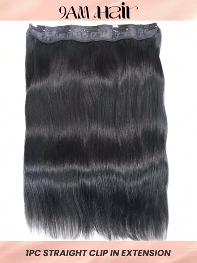 1pc Straight Natural Black Virgin Human Hair Top Hairpiece Clip-In Hair Extension Weft Hair Extension Clip Ins Hair Extensions