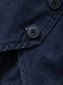 DAZY Bộ đồ liền thân quần jeans ống rộng dây đinh tán màu trơn dành cho nữ - Rửa tối - Xem 9