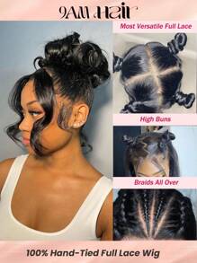 Full Lace Area + 150 Density + 10-14 Inches + Straight + Human Wig - SNatural - View 2