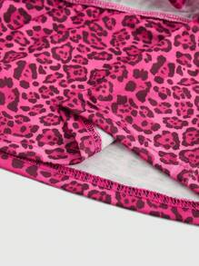 ROMWE J-Fashion Women's Shibuya Hot Girl Aabi Fuchsia Leopard Print Slogan Rhinestone Detail Halter Tank Top - Hot Pink - View 3