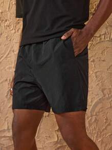 Forever 21 Men's Summer Fashionable Solid Elastic Waist Shorts - Black - View 5