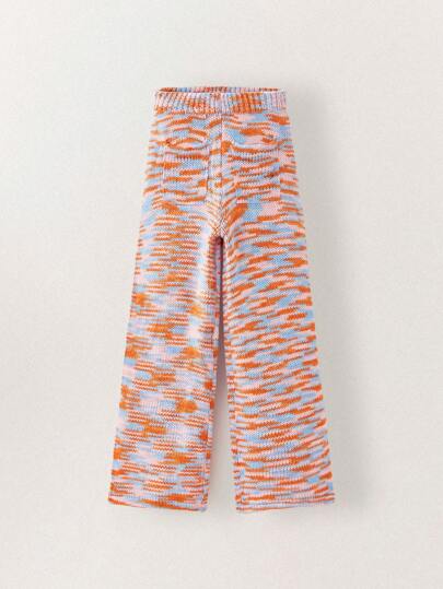 SHEIN Pantalon ample en maille à taille élastique avec impression intégrale, pour préadolescentes en automne/hiver