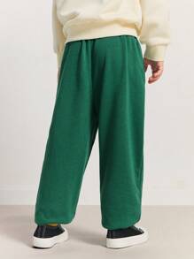 SHEIN Young Boys Sweatpants Simple Fashionable Daily Casual - Green - View 2