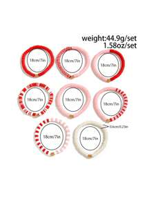 ROMWE Kawaii 8 件可爱粉色聚合物粘土友谊手链，适合情人节或友谊礼物 - 淺粉色 - 查看 5