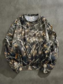 Forever 21 Men's Casual Fashion Tree Camouflage Print Sweatshirt - Army Green - View 2