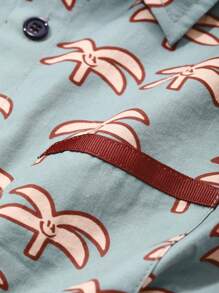 DAZY Set de 2 piezas: Camisa con botones de manga corta con estampado floral y pantalón corto para niño pequeño