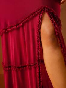 Hauture فستان أحمر مرن للنساء بتفاصيل منسدلة ، مثير للحجم الكبير لعيد الحب ، فساتين نسائية ، فساتين حفلات وسهرات أنيقة ، فساتين نسائية حمراء ، فستان سهرة ، فستان زفاف ، فستان عيد الحب ، فساتين نسائية طويلة الأكمام ، فستان رسمي ، فستان طويل ، فستان مثير ، فستان ماكسي. للسهرات، الحفلات، حفلات الزفاف، الأمسيات، النوادي - عنابي اللون - مشاهدة 5