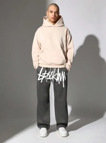 SUMWON Streetwear Pullover Hoodie With Oversized Fit Unisex Urban Style Kangaroo Pocket Athletic Casual Wear Winter Essential Loungewear Athleisure Sports Fashion - Apricot - View 3