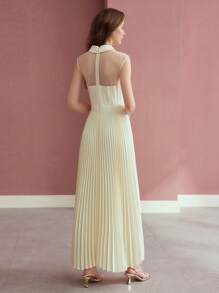 MOTF PREMIUM CONTRAST LACE PLEATED DRESS