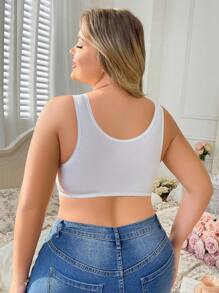 Moonlight&Mama 1pc Plus Size Pregnant Women Lace Patchwork Front Closure Nursing Bra - White - View 5