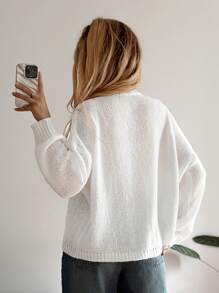 Forever 21 Autumn/Winter New Round Neck Big Bow Color Block Loose Casual Sweater For Girls