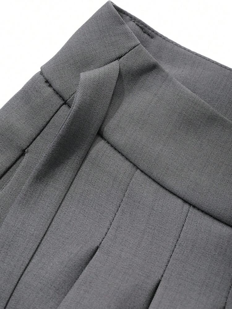 Women's Solid Color Casual Tie Up Pleated Wide Leg Pants