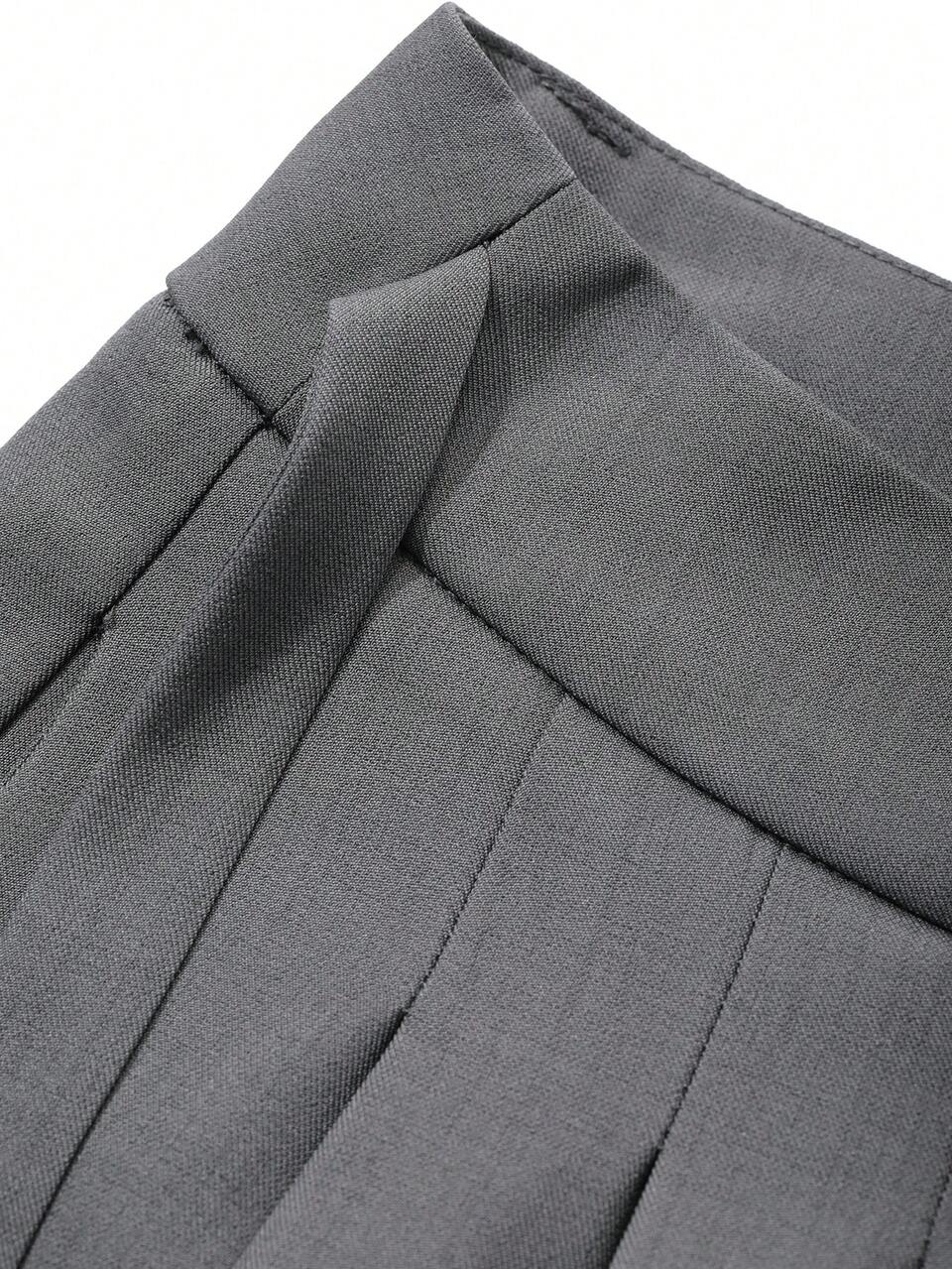 Women's Solid Color Casual Tie Up Pleated Wide Leg Pants