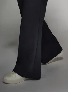 MISSGUIDED PLUS Luxus Hoher Palast Weite Bein Hose Große Größen Büro Arbeit Professionelle Hose Elegante Abendgarderobe Bequemer Stretchbund Hose für besondere Anlässe - Dunkelgrau - Übersicht 7