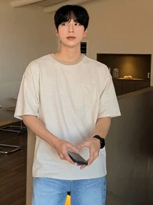 DAZY Khaki Men's Striped Fabric T-Shirt, Summer