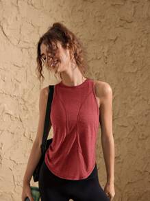 VARSITIE Round Neck Sleeveless Crossover Loose Women Sports Tees & Tanks
