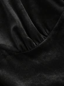 SHEIN MOD 女士黑天鹅抹胸露背中长连衣裙 - 黑色 - 查看 4