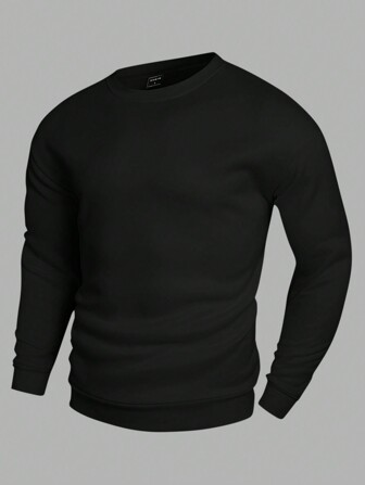 Manfinity Mode Hanorac casual pentru bărbați, cu mânecă lungă, cu decolteu uni, toamnă/iarnă