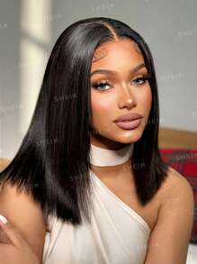 Density Pro 6x5 Wear&Go 直瀏海短髮假髮，人髮素髮片透頂短髮蕾絲閉合假髮，200%密度 - SNatural - 查看 2