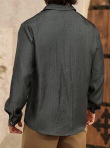 Manfinity Homme Herren Herbst Einfachknopf Lässig Pockets Langarm Hemd