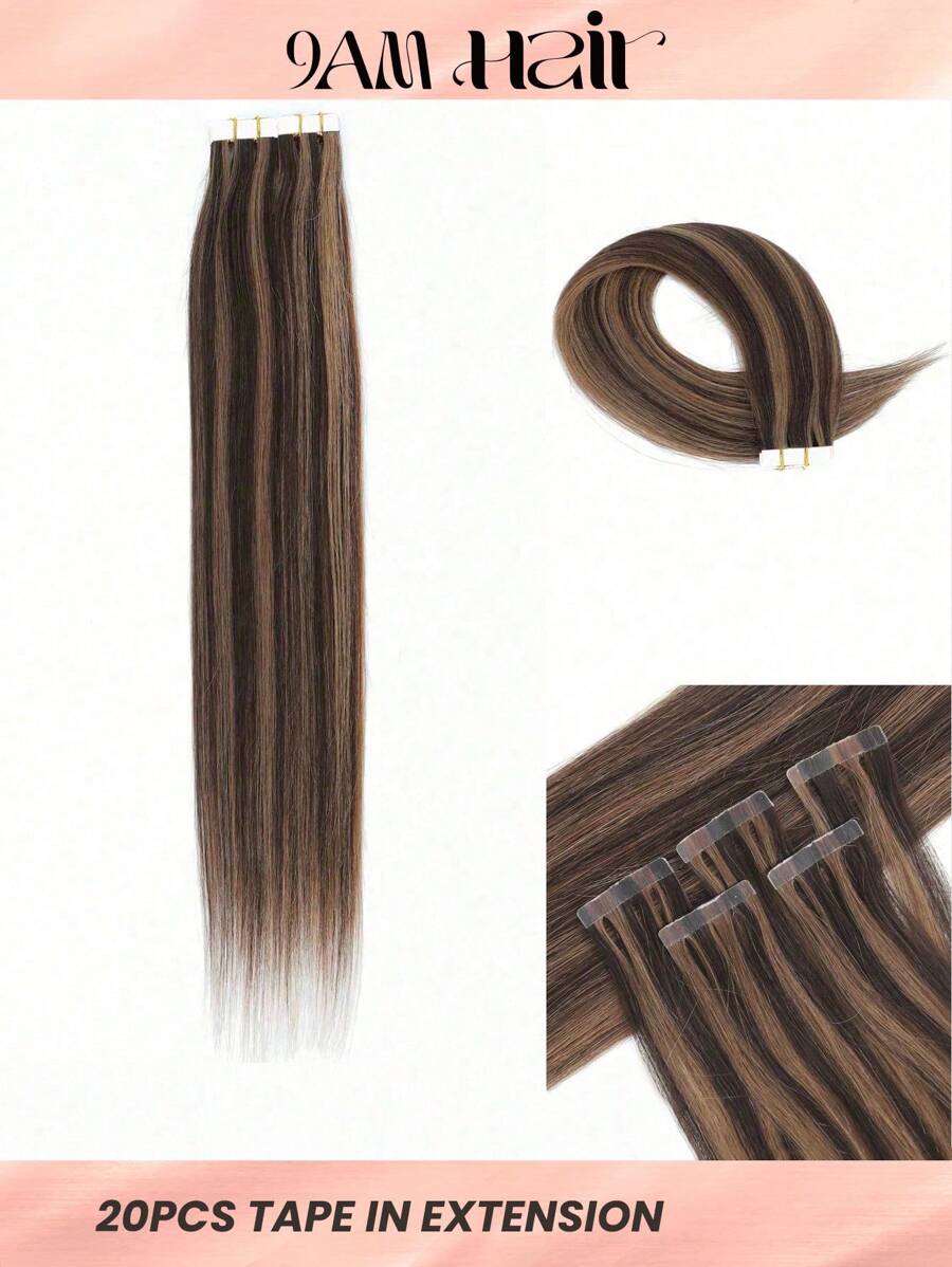 20 miếng băng dính nối tóc thật thẳng dành cho phụ nữ sử dụng hàng ngày dễ dàng sử dụng màu ombre tự nhiên - S2/6 - Xem 1
