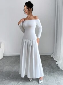 Chiquease Fashionable Sexy Romantic Off-The-Shoulder Long Sleeve Dress