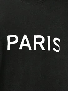 RueChic Men Letter Graphic Sweatshirt & Drawstring Waist Sweatpants - Black - View 9