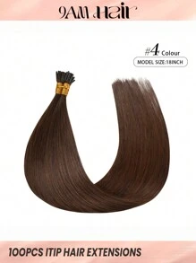 I Tip Hair Extensions Real Human Hair 100PCS Pre Bonded I Tips Hair Extensions I Tip Natural Hair Extensions Cold Fusion I Tip Human Hair Extensions For Women Hair Extensions - S4 - View 2