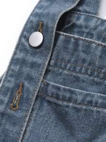 DAZY Women's Casual Denim Pinafore Dress With Ruffle Hemline