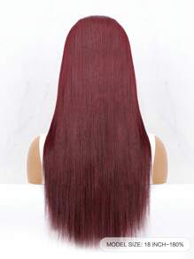 Perruque De Soirée Couleur Rouge Vineux Foncé 99j#, Coupe Pré-découpée 5x5 Sans Colle Avec Fermeture Droite Sans Colle Et Avec Un Bonnet Aéré Pour Une Utilisation Quotidienne De Cheveux Humains Vierges Bruts Non Transformés - S99J - Voir 4