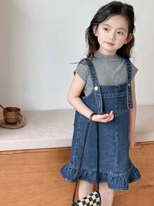 DAZY Girls Denim Jumper Dress, Young Girl Fall Clothing