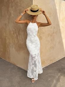 Breezaya فستان نسائي مطرز بارز النسيج