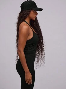 Musera Sport Seamless Halterneck Strap Seamless Crop Top Workout Summer Holiday Gym Yoga Gym Fitness Fall Winter - Black - View 2