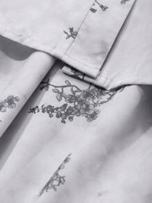 DAZY 女士花卉印花 V 领灯笼袖衬衫和 A 字裙 2 件套