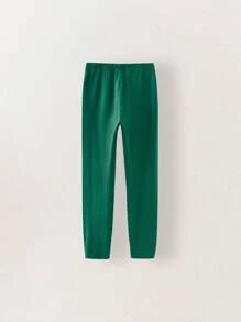 SHEIN Licras informales con cintura elástica y estampa de letras para niña preadolescente