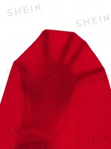Selianne 女士纯色高领喇叭袖荷叶边下摆优雅长裙新年服装长款女装 - 紅色 - 查看 8