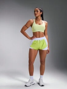 Powerista Women's Contrast Color Waist Tie Workout Casual Sports Shorts Comfy Short - Yellow - View 7